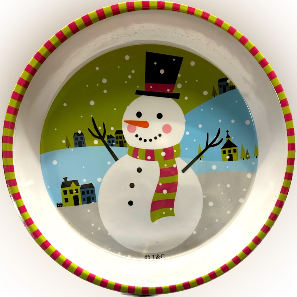 11.75” SNOWMAN PLATTER CHRISTMAS HOLIDAY SERVE WARE DINING DECOR GIFT COOKIES